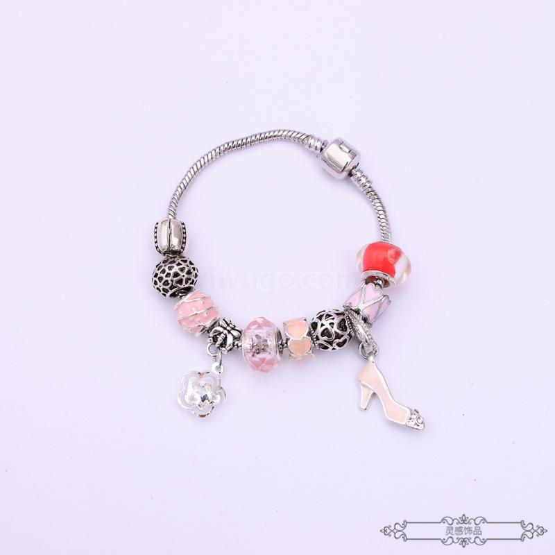 Pandora fashion European and American popular bracelet Crystal glass high heel shape small decorative bracelet