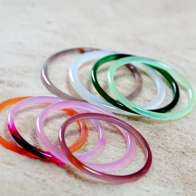 Glass Imitation Jade Bracelet Fine Bracelet Jingle Bracelet Ring Bracelet Jinbu Ring Jinbu Ring Han Chinese Clothing Accessories Accessories Agate-like