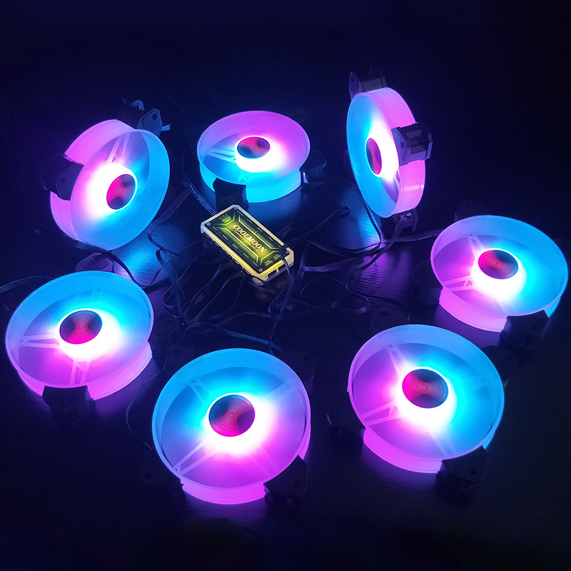 Cool Month Jade Bracelet RGB Case Fan 12cm Desktop Computer Fan Colorful Color Changing Eclipse Mute Fan