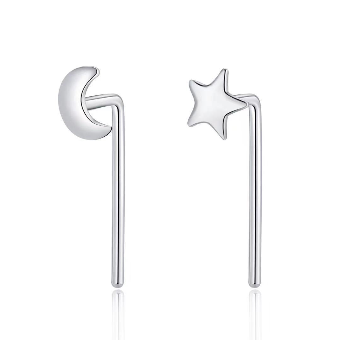 Sterling Silver Stud Earrings for Women 999 Sterling Silver Stud Earrings Pierced-Ear-Caring Ear Studs Silver 2021new Trendy No Need to Take off Refuse Allergy