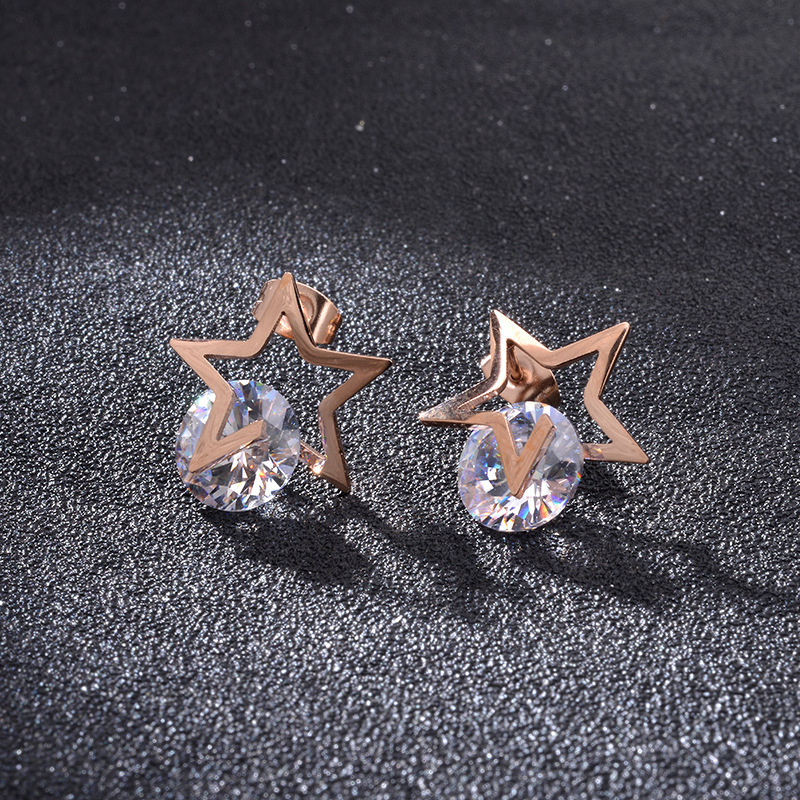 Titanium Steel No Fading Zircon Stud Earrings Simple Little Daisy Ear Rings Geometric Metal Butterfly Ear Studs