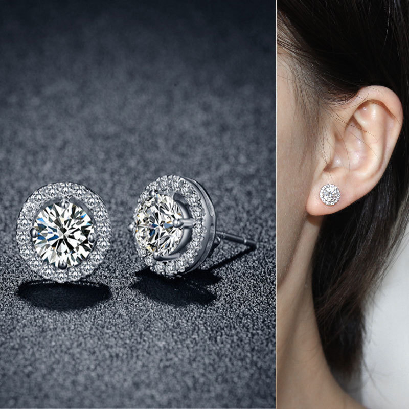 Stud Earrings Fashion Exquisite Rhinestone Zircon Crystal Earrings Female Earrings Factory Ornament Wholesale  Ear Studs