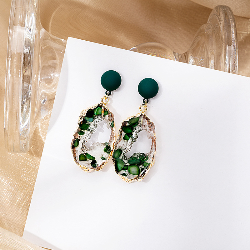 Silver Needle Korean Acrylic Hollow Stud Earrings New Chinese Style Elegant Antique Earrings Long Tassel Fashionable Ear Studs