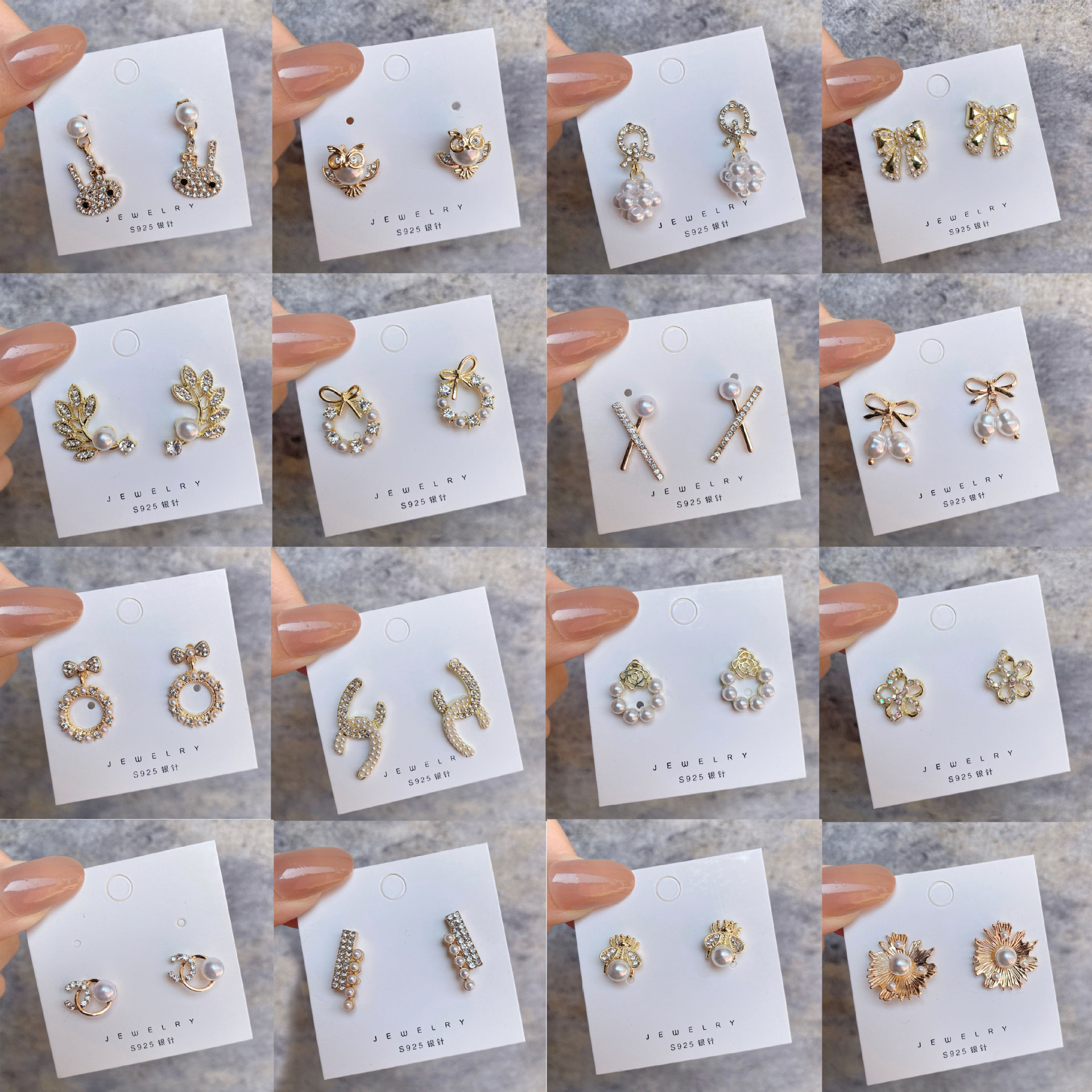 Sterling Silver Needle Stud Earrings for Women Korean Style New Temperament Wild Bow Earrings Simple Pearl Earrings Ear Studs Wholesale
