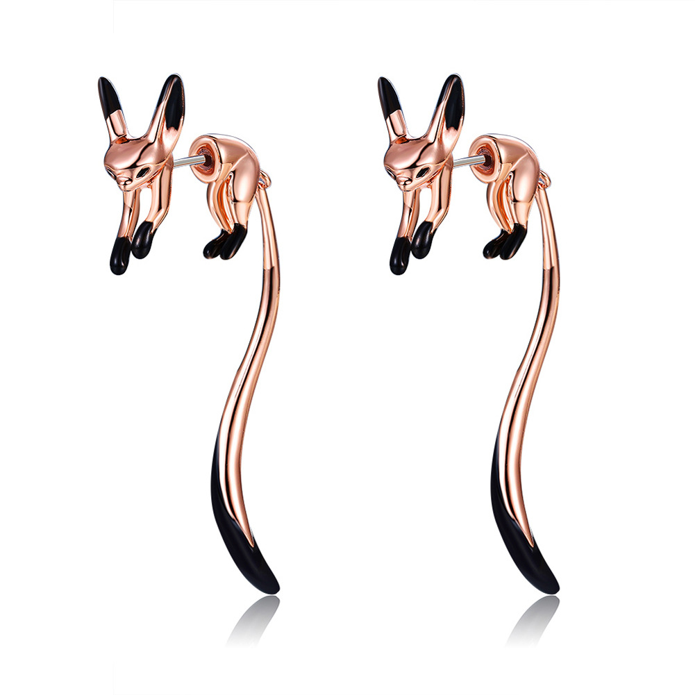 Factory Direct Sales Copper Enamel Glaze Stud Earrings Female Summer Niche Cute Fox Earrings Ake266  Ear Studs