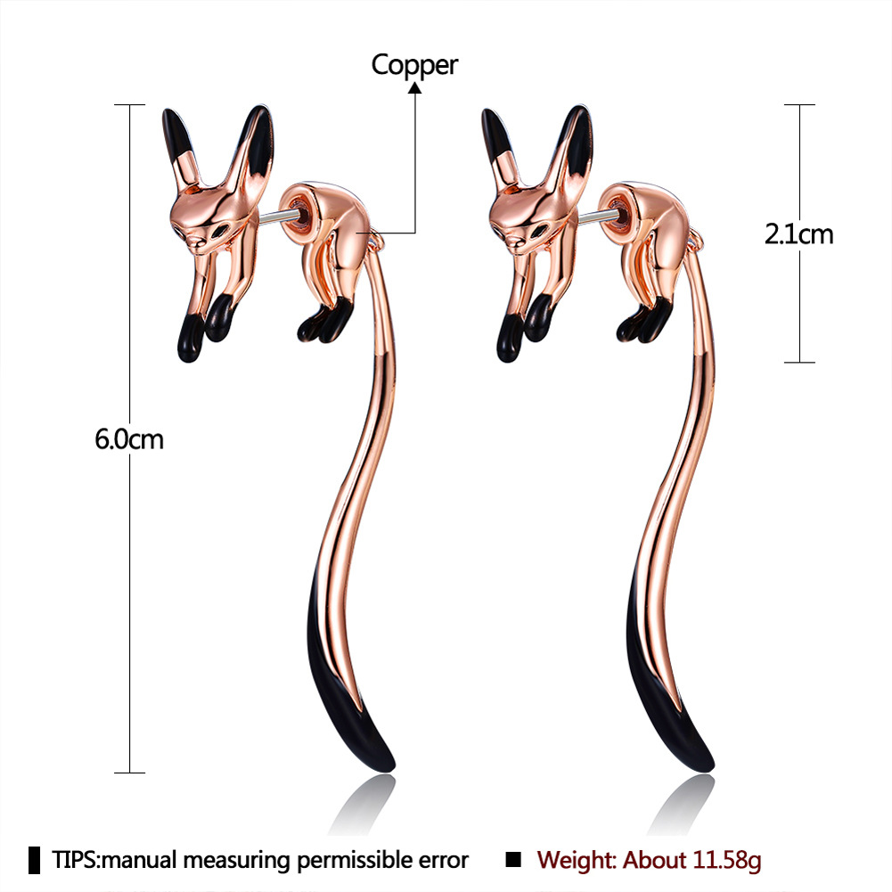 Factory Direct Sales Copper Enamel Glaze Stud Earrings Female Summer Niche Cute Fox Earrings Ake266  Ear Studs