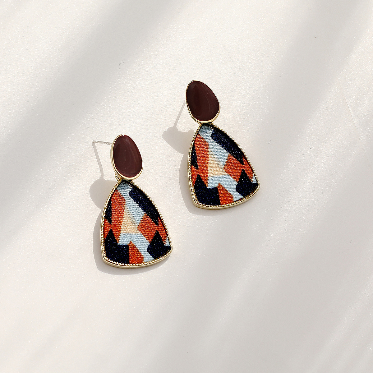  Stitching Contrast Earrings Korean Retro Temperament Dripping Stud Earrings Personality Wild Earrings  Ear Studs