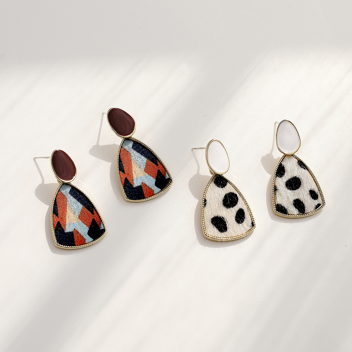  Stitching Contrast Earrings Korean Retro Temperament Dripping Stud Earrings Personality Wild Earrings  Ear Studs