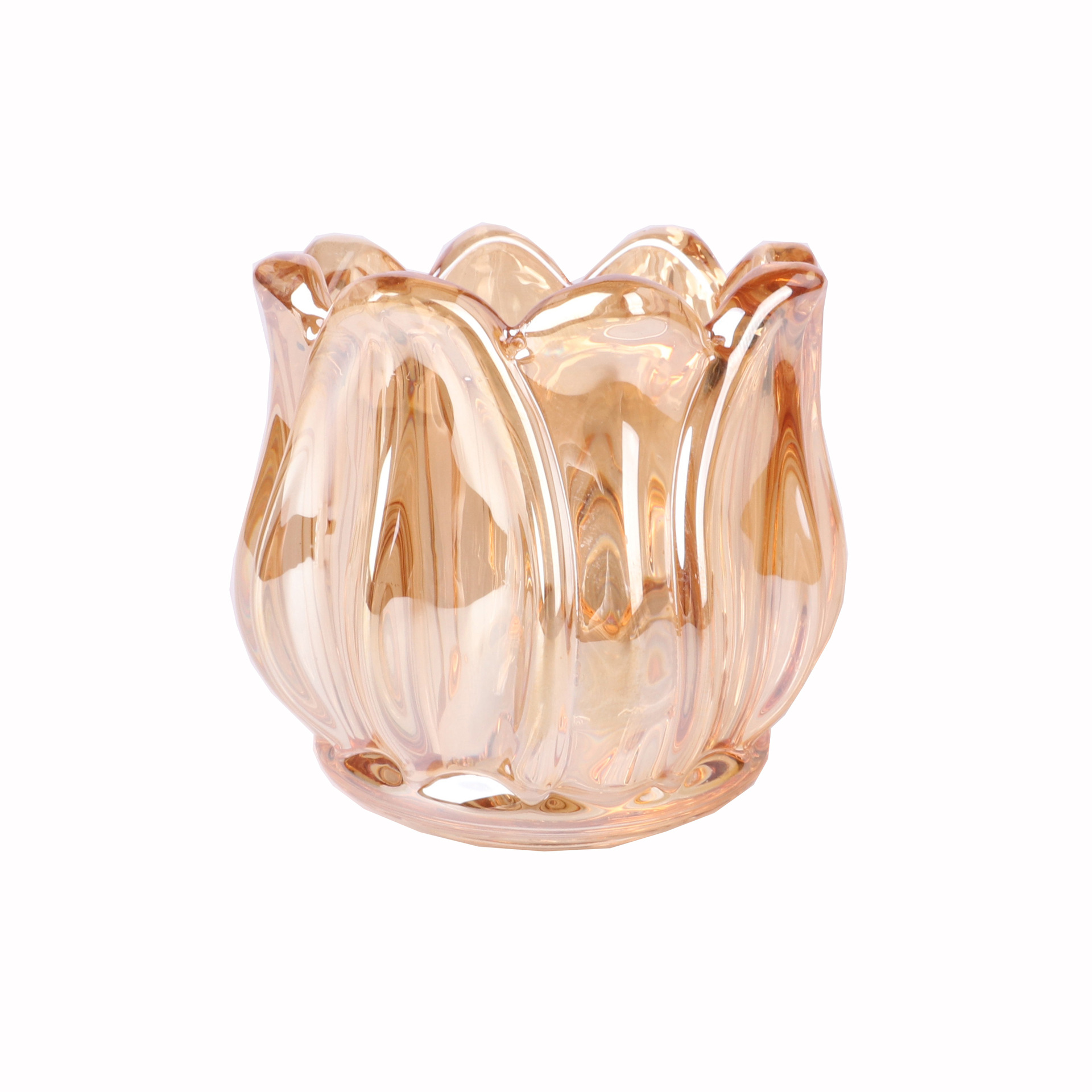 Tulip Flower Glass Candlestick Wax Tank Crystal Glass Cup Wedding Candlestick Decoration Props Lamp Accessories Wholesale