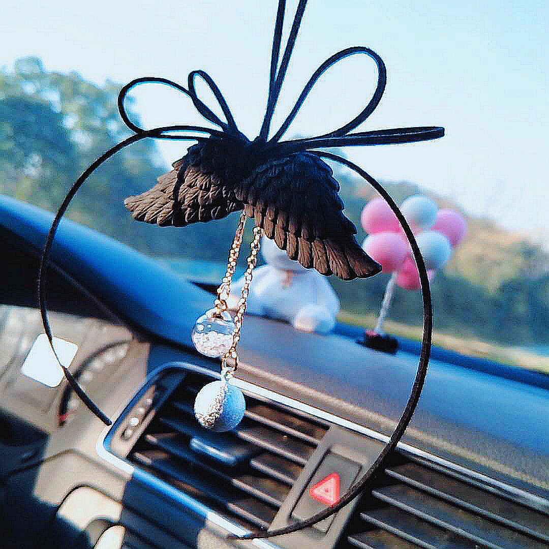 Car Perfume Accessories Aromatherapy Pendant Angel Wings Pendant Water Sound Bell Flower Shop Fragrant Stone Gift