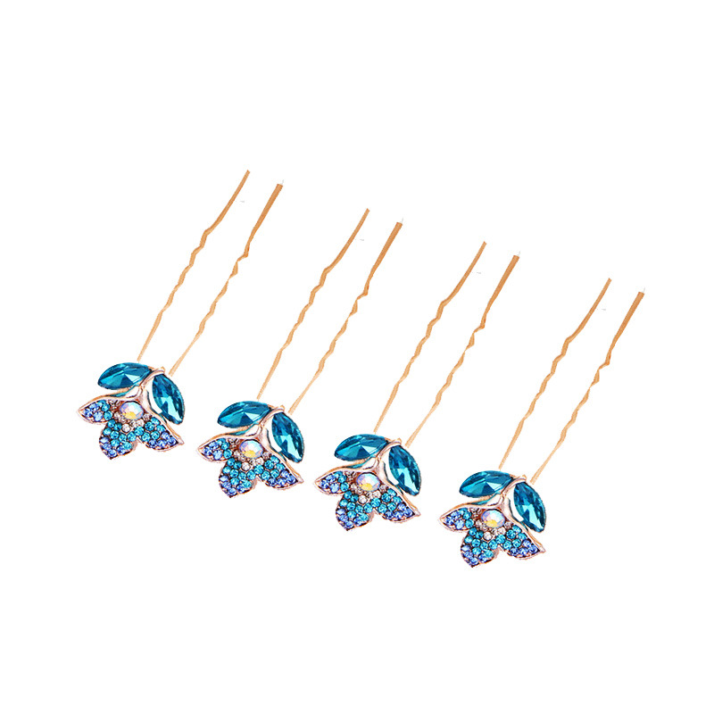 Braided Hair Accessories Pin Clip Headwear Small Hairpin Crystal Flowers Hair Plug Tie up the Hair U Barrettes U hairpin