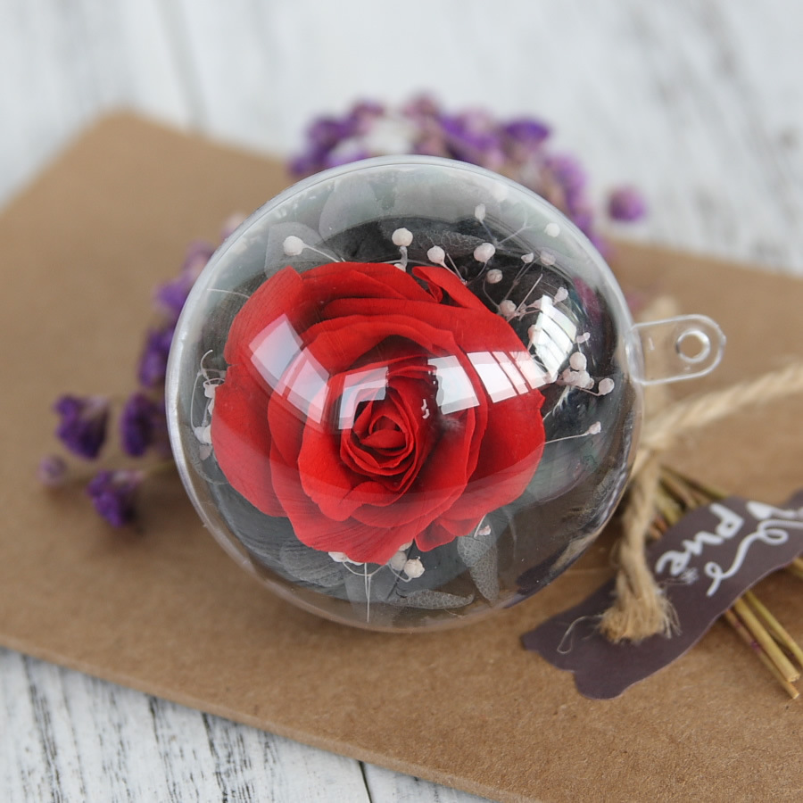 Preserved Fresh Flower Keychain Car Hanging Finished Product Floral Ball Bag Ornaments Valentine&#039;s Day Gift Hand Gift DIY Accessories