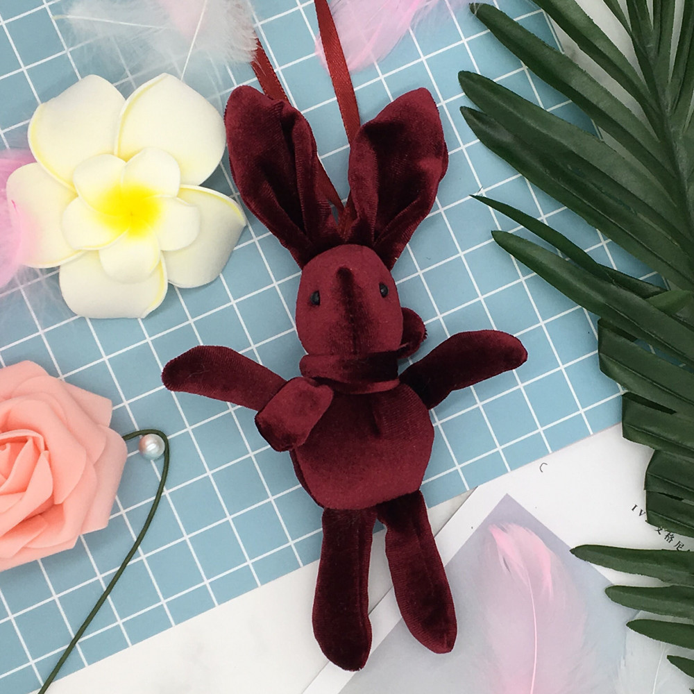 flower bouquet rabbit plush pendant rabbit doll Valentine &#039;s Day plush rabbit companion hand gift bag accessories