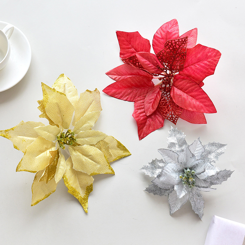 Noki Glitter Christmas flowers imitation flowers decoration accessories, a DIY Christmas tree garland garland