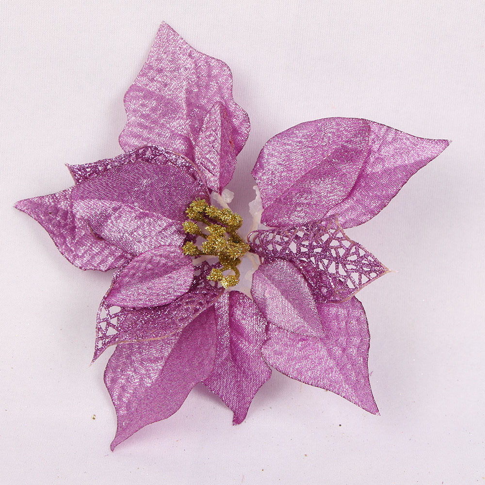 pink edge Christmas flowers 22cm large flowers 6 color Christmas tree decoration Garland Accessories manufacturers whole