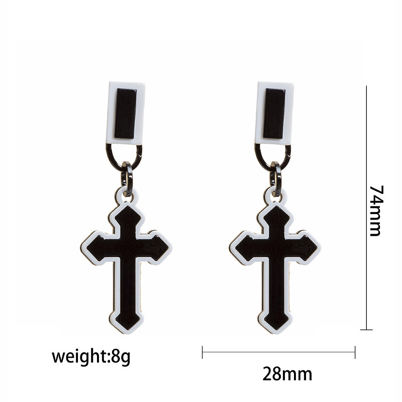 Acrylic Vintage Earrings Plate Exaggerated Earrings Black Geometric Temperamental Earrings Women&#039;s Asymmetric Earrings