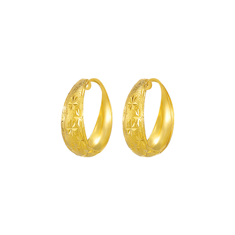 Xuping Jewelry Yellow Gold Frosted Carven Design Starry Sky Earclip Earrings Earring Pendant for Ladies Gold Plated Vintage Earrings