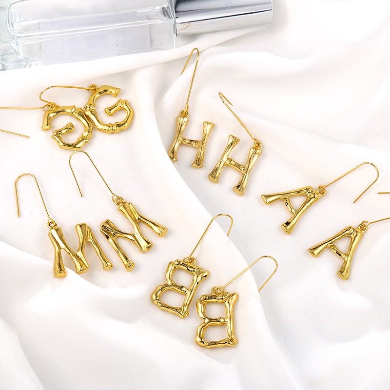 Korean letter earrings fashion face thin earrings versatile fashion clothing accessories women