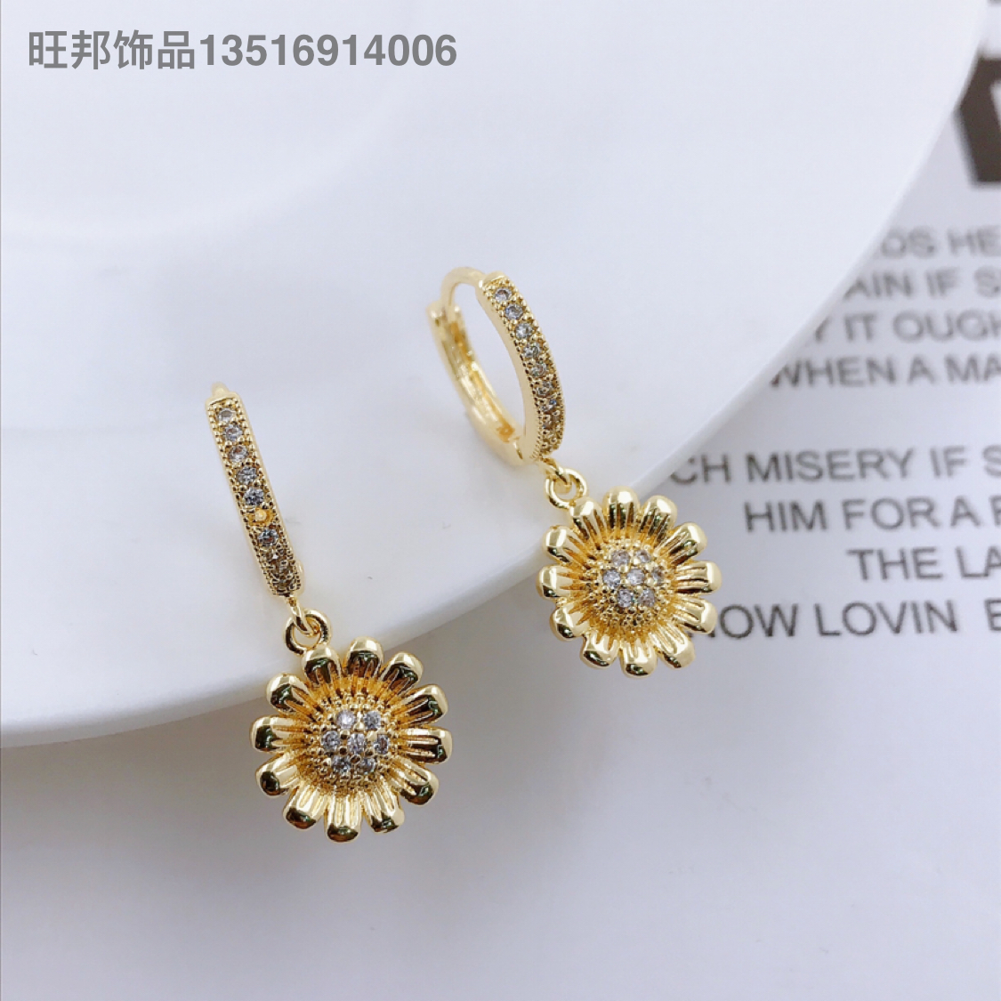 European and American Amazon Hot Sale Copper Micro Inlaid Zircon Circle Zircon Hipster Ear Clip Earring Ring/Stud Earring Earrings Female Supply