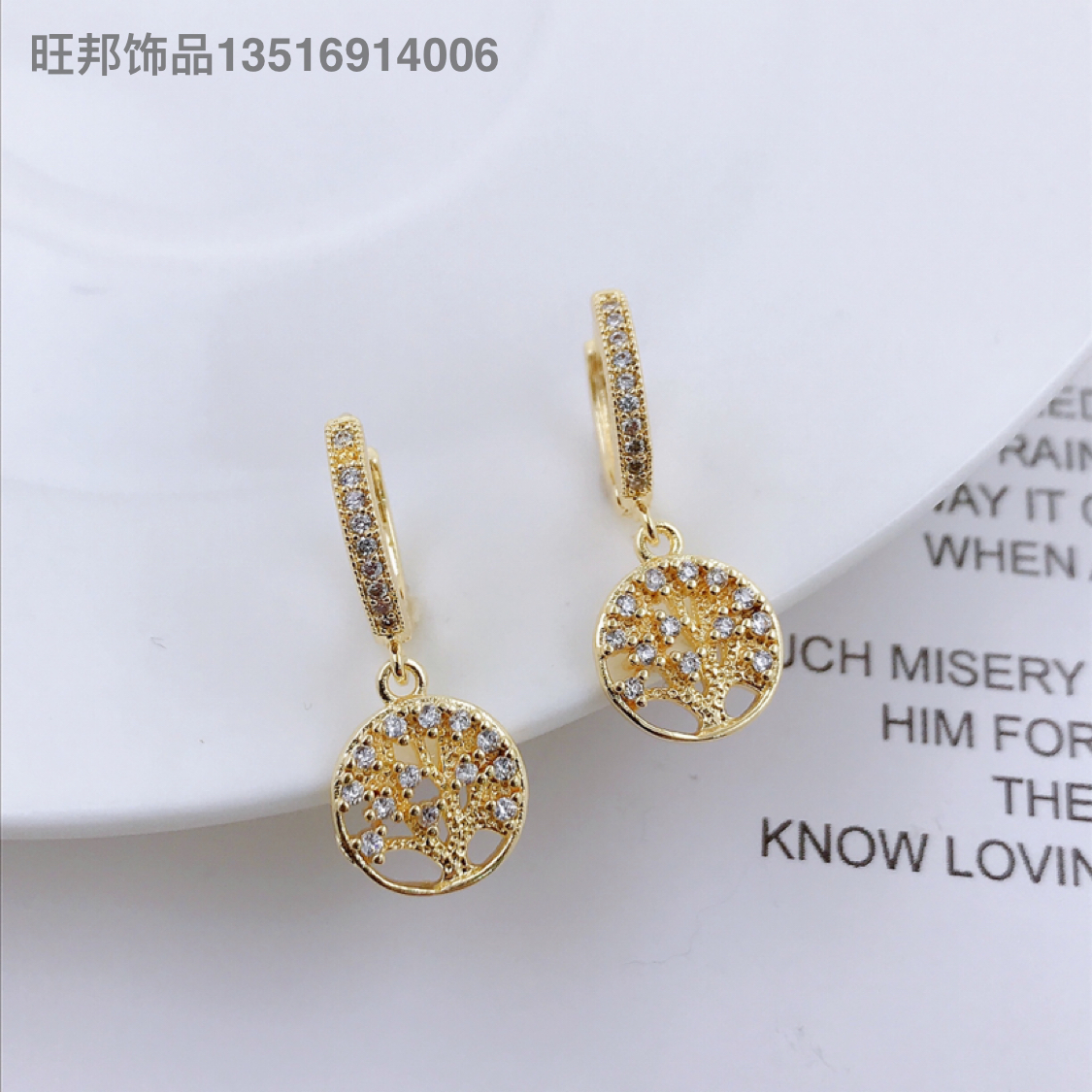 European and American Amazon Hot Sale Copper Micro Inlaid Zircon Circle Zircon Hipster Ear Clip Earring Ring/Stud Earring Earrings Female Supply