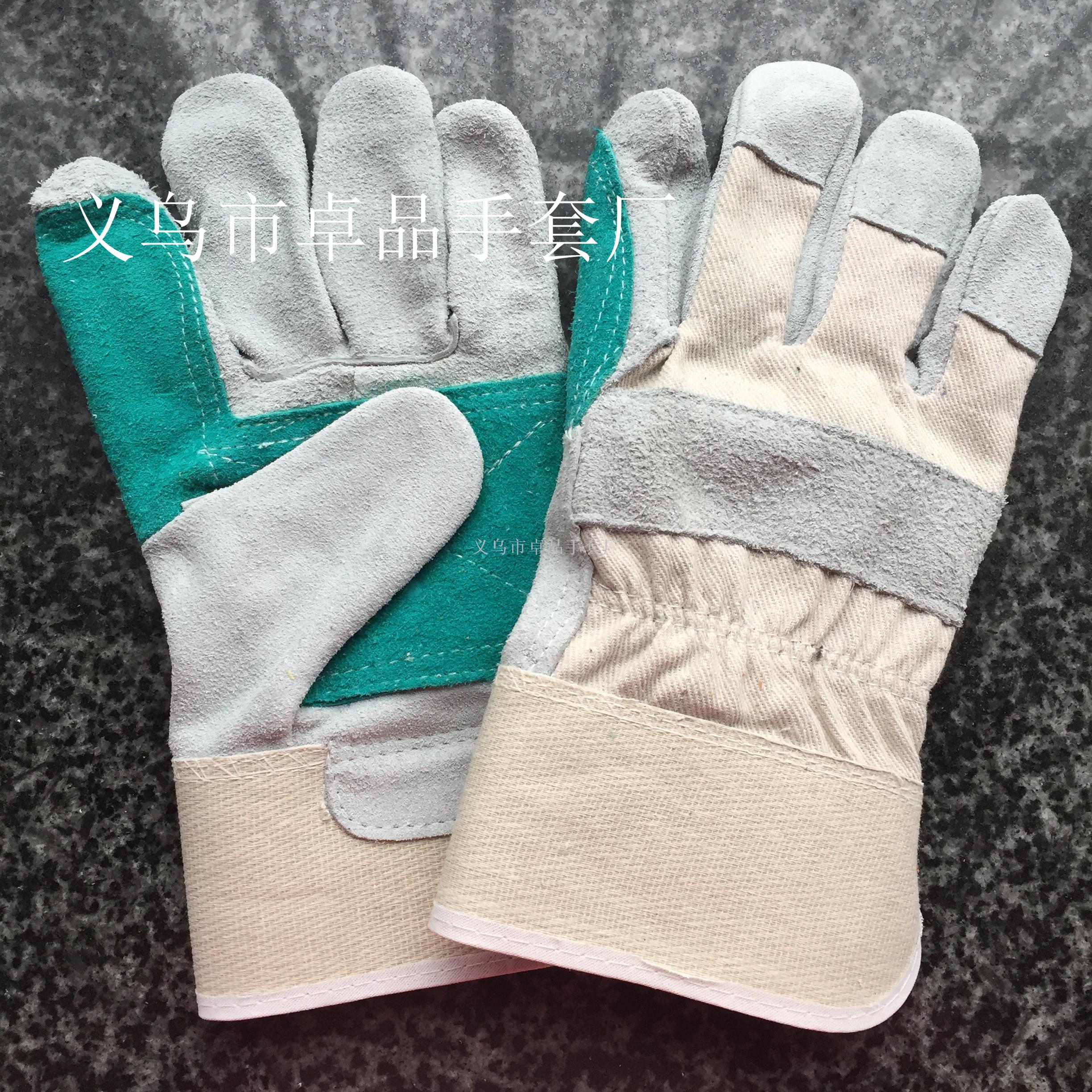 Manufacturers direct ABC class twill wear - resistant reinforced short welder leather gloves