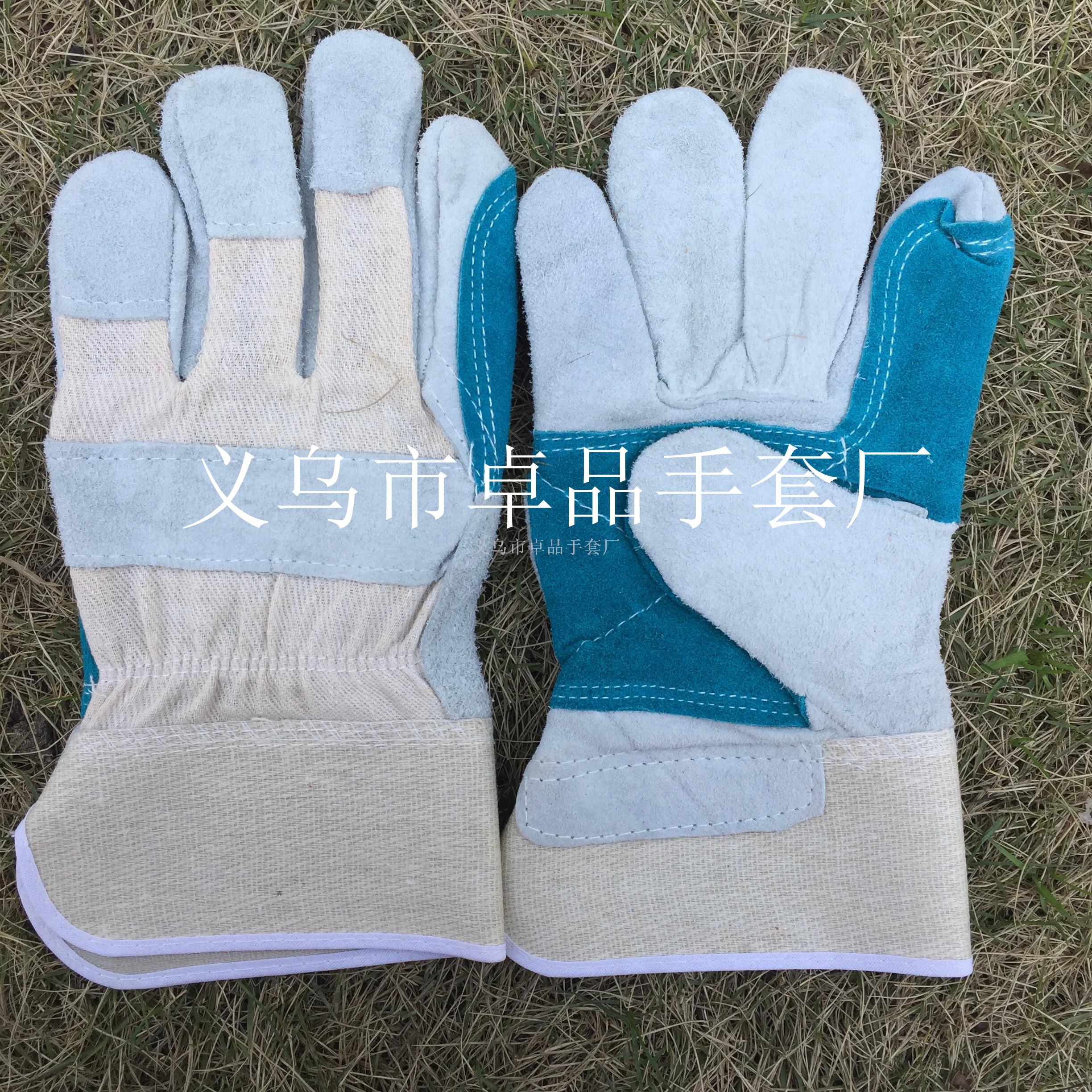 Manufacturers direct ABC class twill wear - resistant reinforced short welder leather gloves