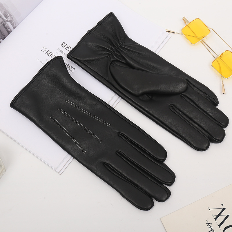 Women&#039;s Leather Gloves New Style for Autumn and Winter Windproof Velvet Otter Warm Gloves Outdoor Riding Gloves Gloves