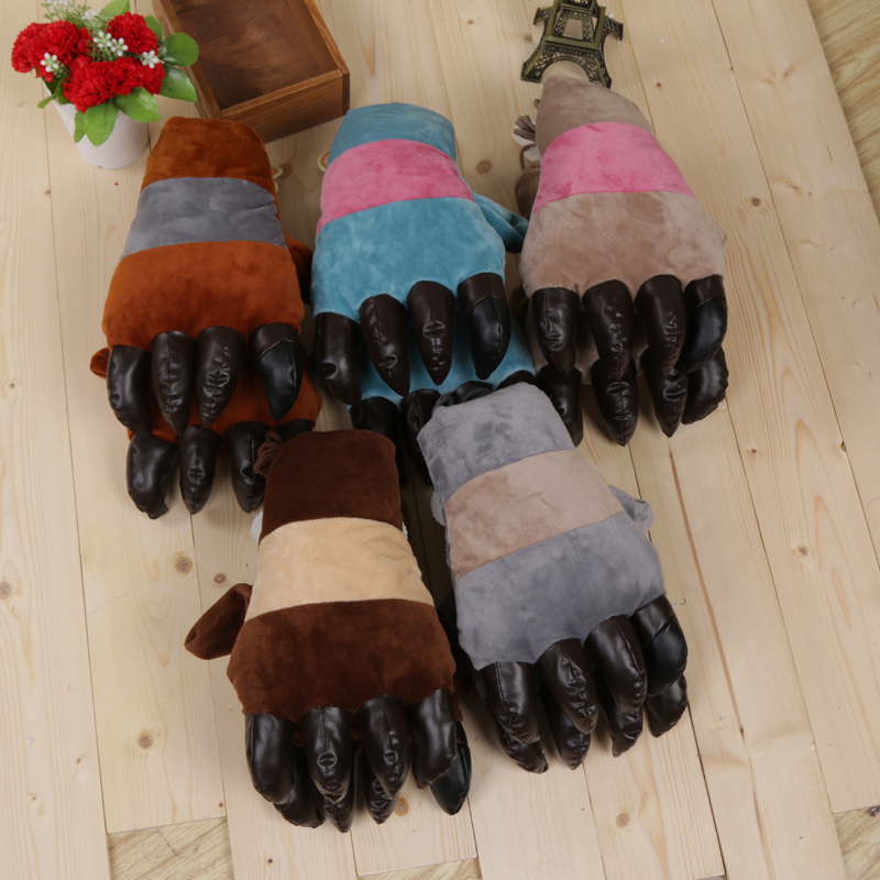 Children&#039;s two-color leather gloves with gloves in winter.