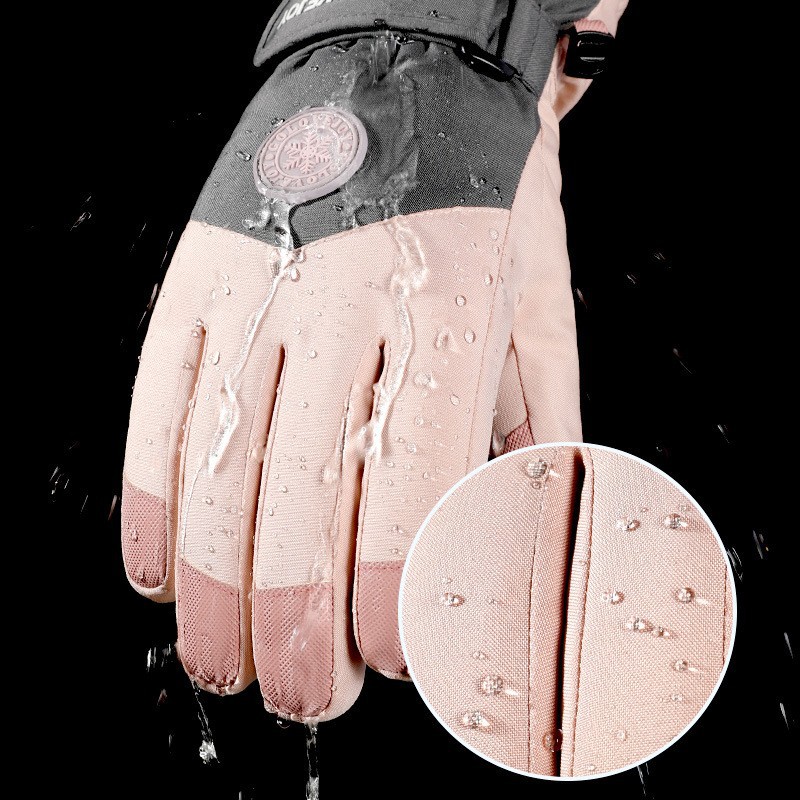 Autumn and Winter Sports Ski Gloves Outdoor Waterproof Windproof Thickening Fleece-Lined Thermal Electric Car Riding Gloves Female SK15