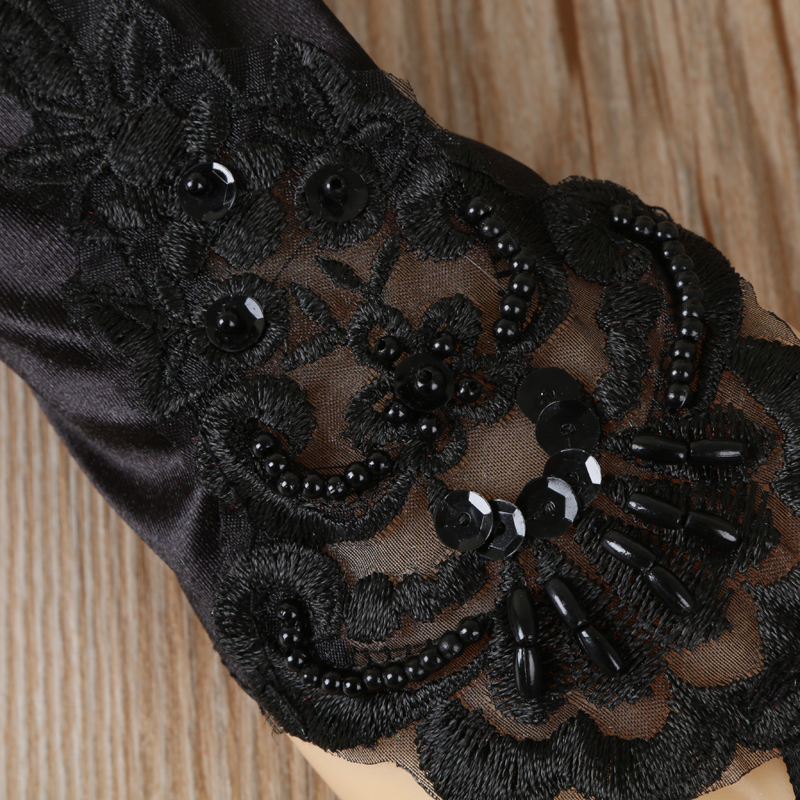 Women&#039;s Long Black Dress Gloves Middle Finger Gloves Lace Gloves