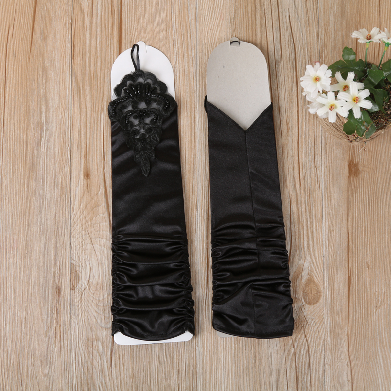Women&#039;s Long Black Dress Gloves Middle Finger Gloves Lace Gloves