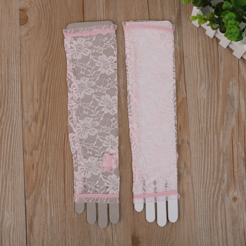 Women&#039;s Long Half Finger Lace Gloves Summer Thin Type Sunscreen Lace Open Finger Driving Arm Sleeve