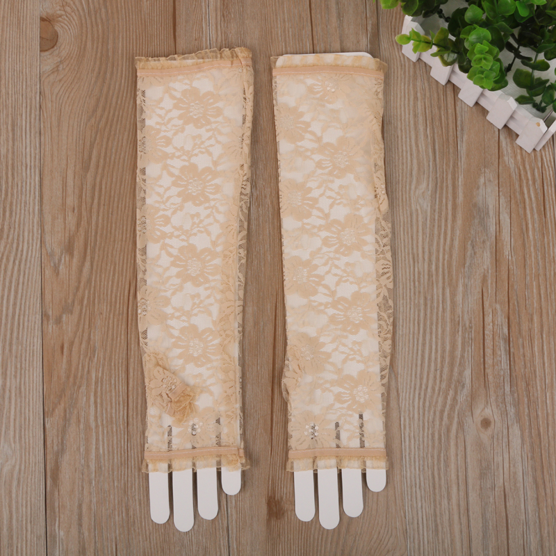Women&#039;s Long Half Finger Lace Gloves Summer Thin Type Sunscreen Lace Open Finger Driving Arm Sleeve