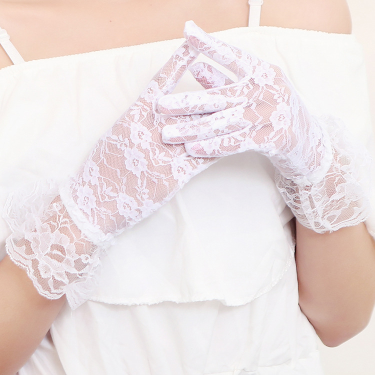 Black Lace Short Cycling and Driving Sun Protection Gloves Bridal Wedding Wedding, Marriage Gloves Wholesale Lace Gloves