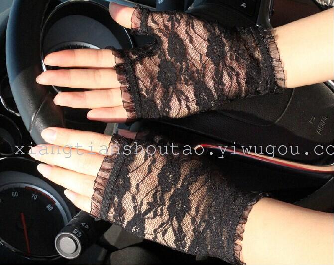Wholesale Short Half Finger Lace Gloves Etiquette Wedding Bridal Gloves UV Protection Gloves Factory Direct Sales
