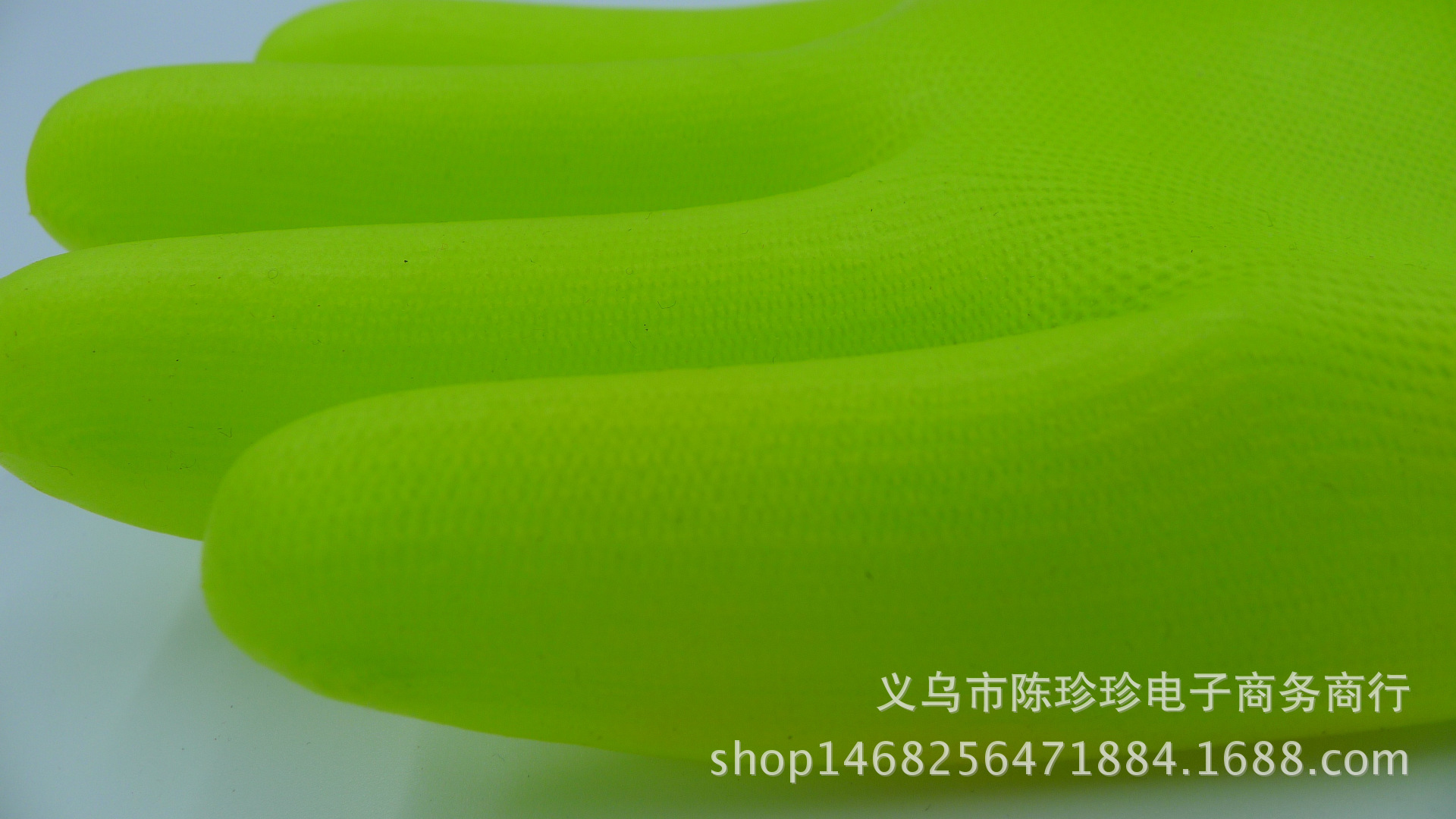 Manufacturer&#039;s direct selling crepe imported adhesive fluorescent green yarn 13 needle PVC half nylon gloves