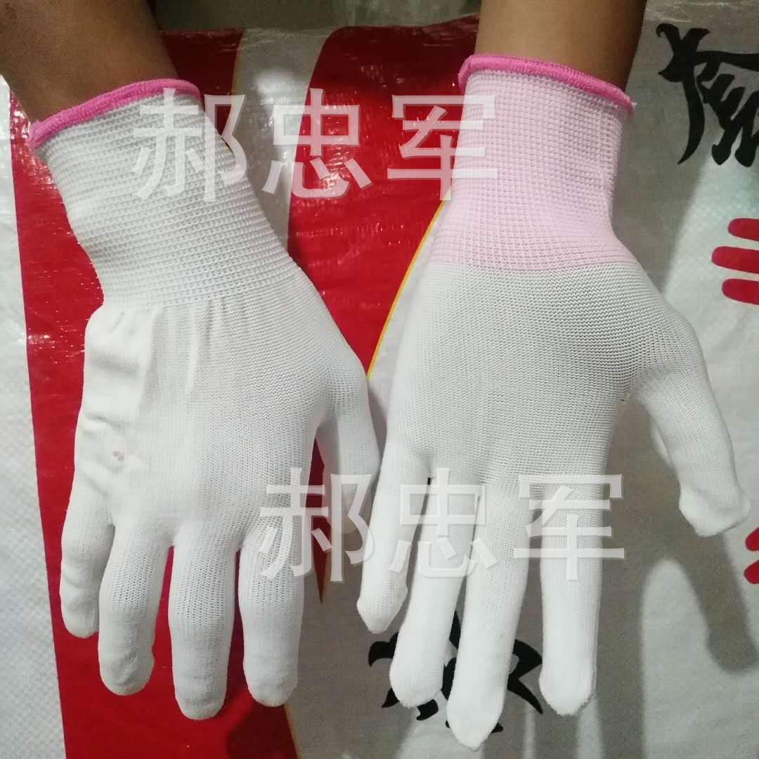 13-Pin Nylon Gloves Core Polyester Labor Protection Work Anti-Static Thin White Nylon Gloves Nylon Gloves