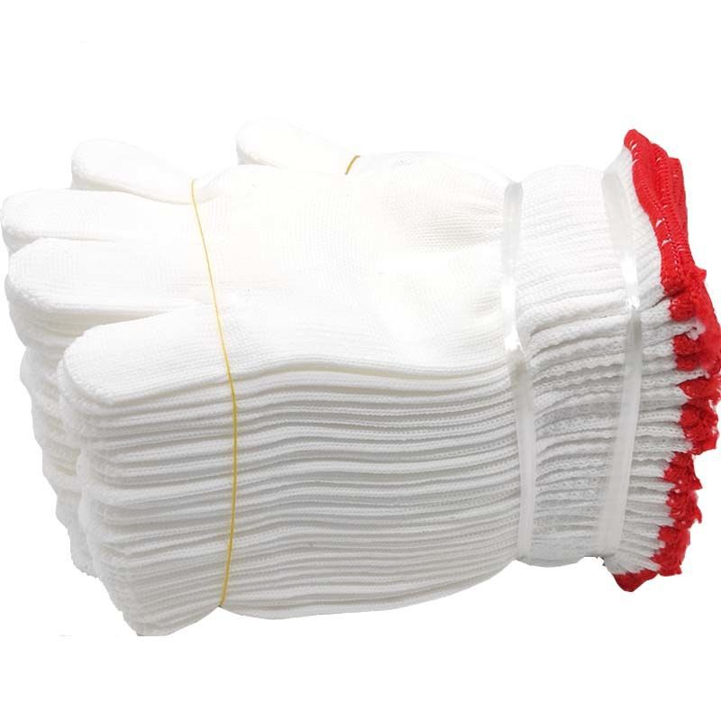 T-needle thin nylon gloves white dust-free knit outdoor wear - resistant labor protection gloves instead of hair