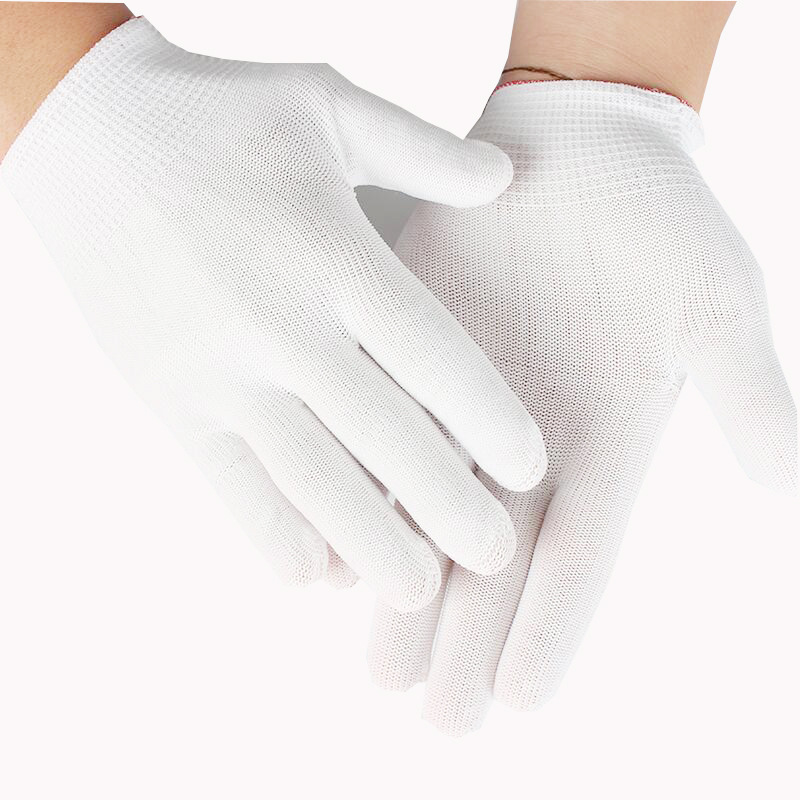 T-needle thin nylon gloves white dust-free knit outdoor wear - resistant labor protection gloves instead of hair