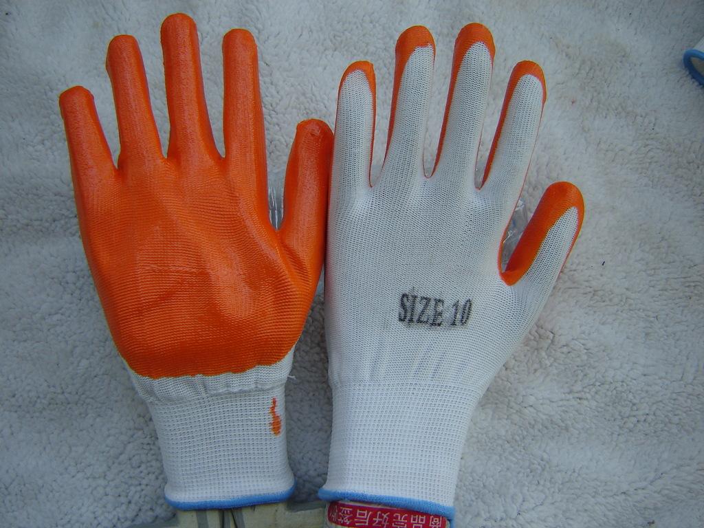 The supply of foreign oil resistant Buna nitrile gloves Dengqen 13 needle dipped nylon gloves wholesale