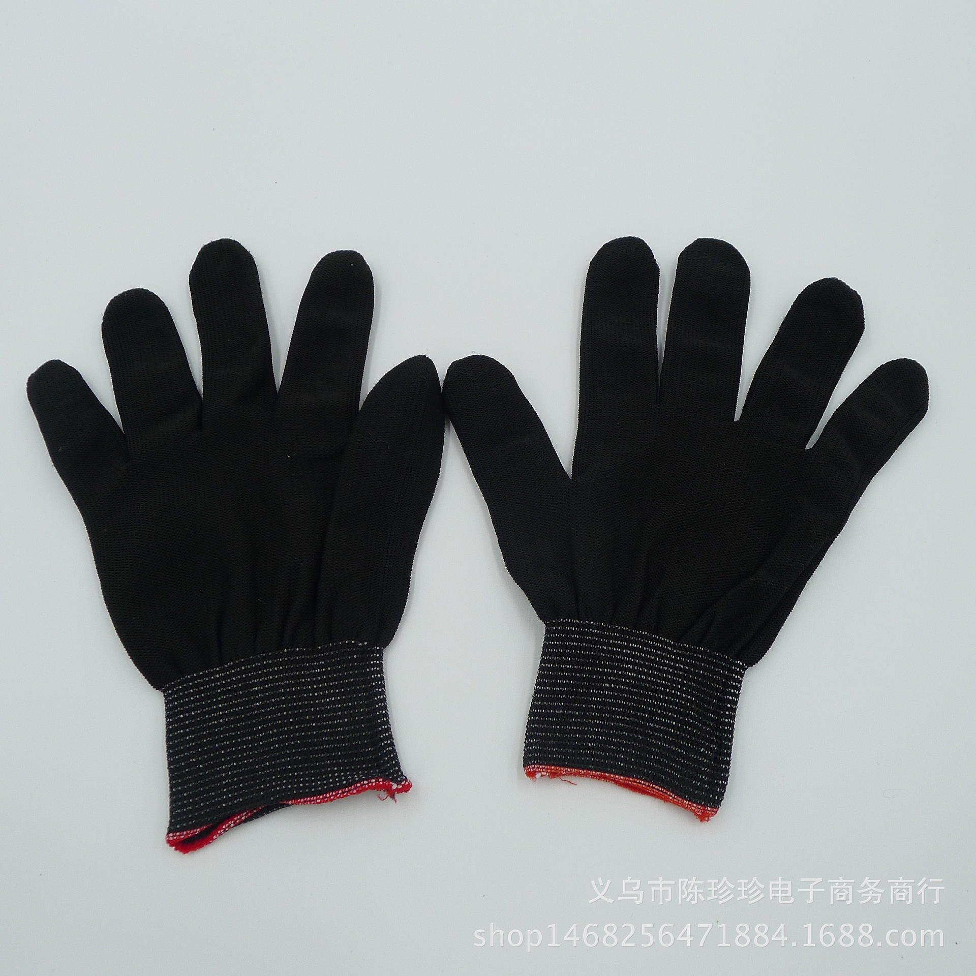 Dust free working electronic picking black protective gloves automatic locking 13 pin nylon gloves