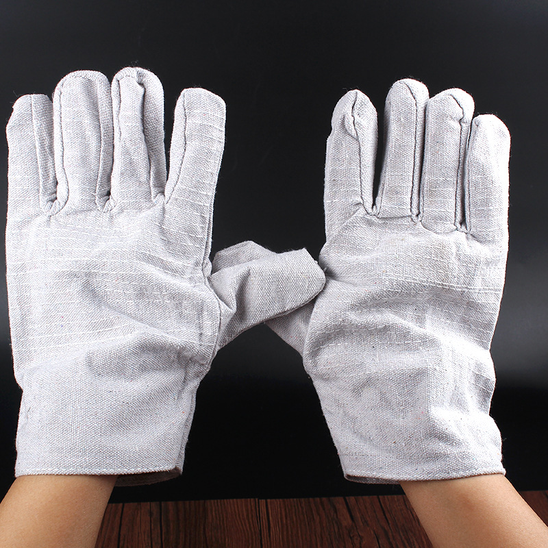 Full Lining White Nail Cloth Arc-Welder&#039;s Gloves Wear-Resistant Oil-Resistant Lengthened Labor Gloves Canvas Gloves