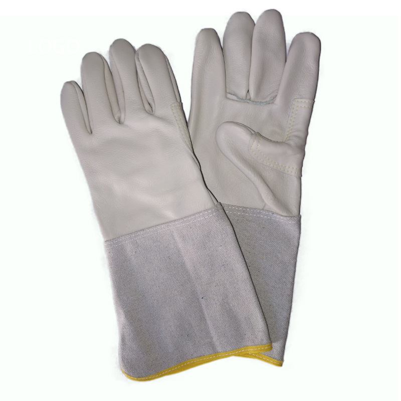 Leather Long Welding Thumb Reinforcement Protective Canvas Universal 36cm Labor Protection Gloves Canvas Gloves