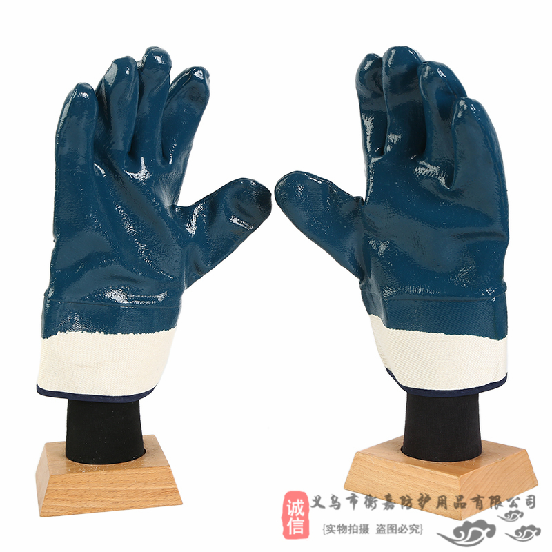 Impregnated, oil-resistant, full-hung gloves with large and durable oil-resistant nitrile canvas gloves are thickened with electric welding labor protection gloves