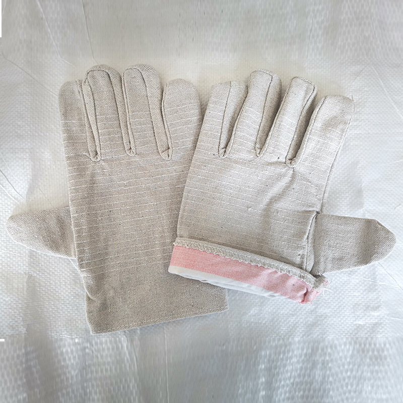 SOURCE Factory Goods Double-Layer Full Lining Thickening and Wear-Resistant 24 Lines Huangjia Cloth White Nail Cloth Arc-Welder&#039;s Gloves Canvas Gloves