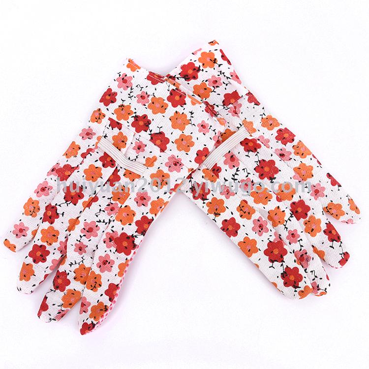 Garden gardening colorful printed gloves rubber canvas gloves wear durable gloves