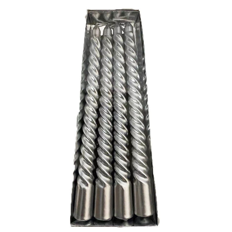 European-Style Thread Candle Coated Platinum Silver Red Spiral Long Brush Holder Wax Home Wedding Christmas Decoration Fine Candle