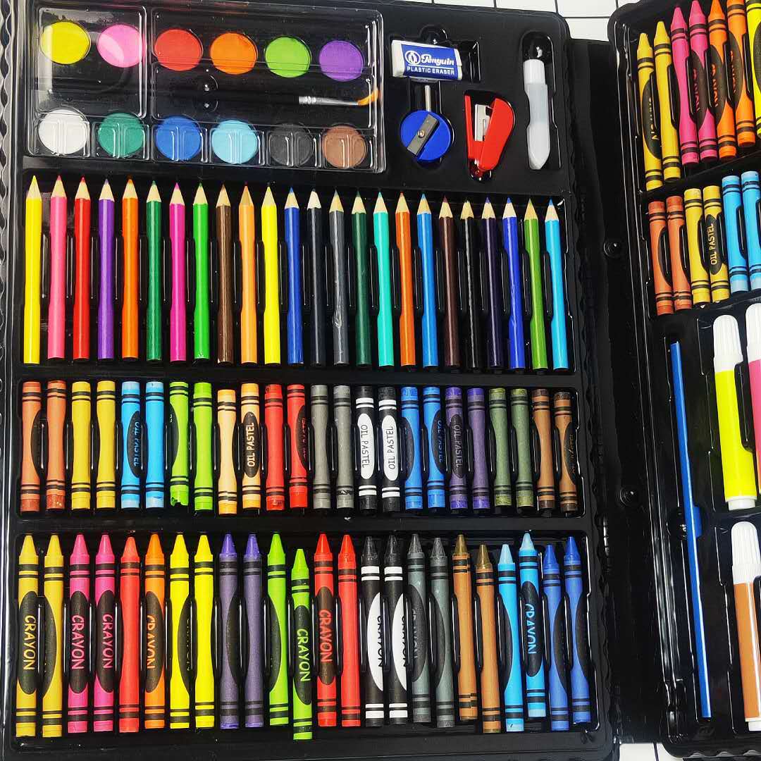 168 Brush Children Watercolor Pens Set Wax Crayon Oil Pastels Painting Kit Color Pencil Art Children&#039;s Day Gifts