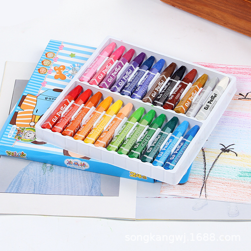 Cartoon Crayon 1611 12-Color Boxed Washable Multi-Color Children&#039;s Oil Wax Brush Art Training Pen Stationery