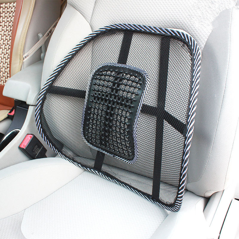 Car Summer Cool Breathable Leather Nail Lumbar Support Pillow Massage Waist Pad Back Office Seat Protection Mat Car Interior Accessory